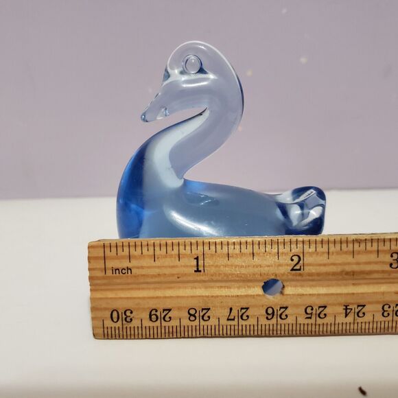Duck Art Glass Blue /Clear Figurine Paperweight Home Office Decor 3"×2.25" - Picture 7 of 9
